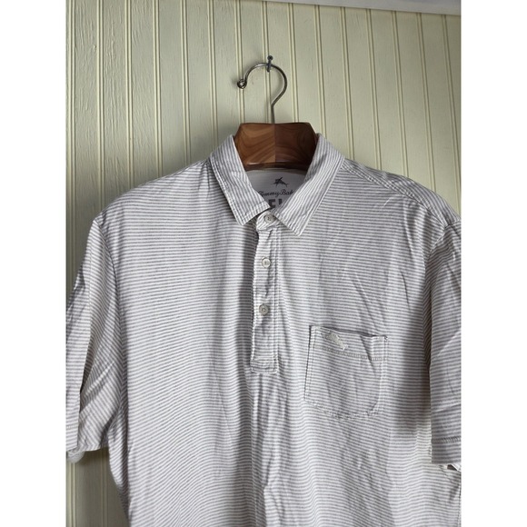 Tommy Bahama Polo Shirt Mens Large Stripe Pima Golf Casual - Picture 1 of 10